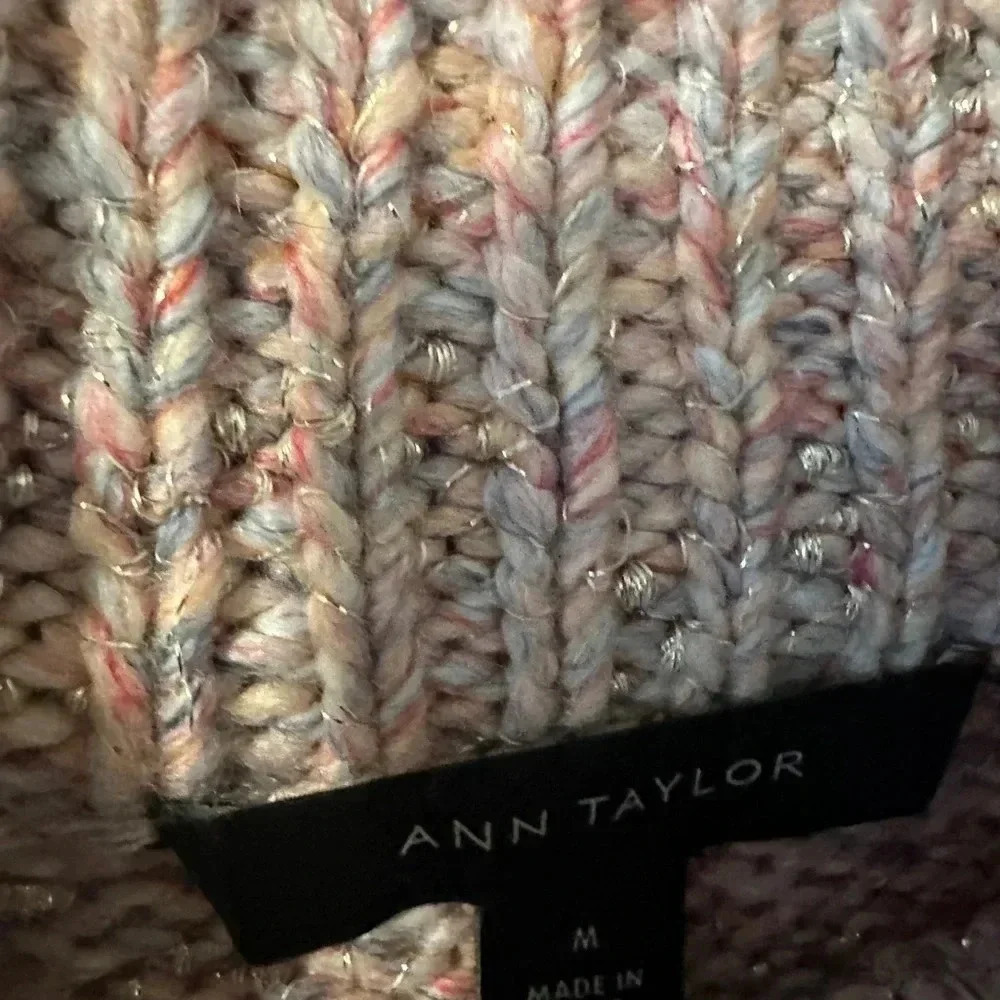 Anne Taylor women’s medium pastel colors with silver sparkle thread